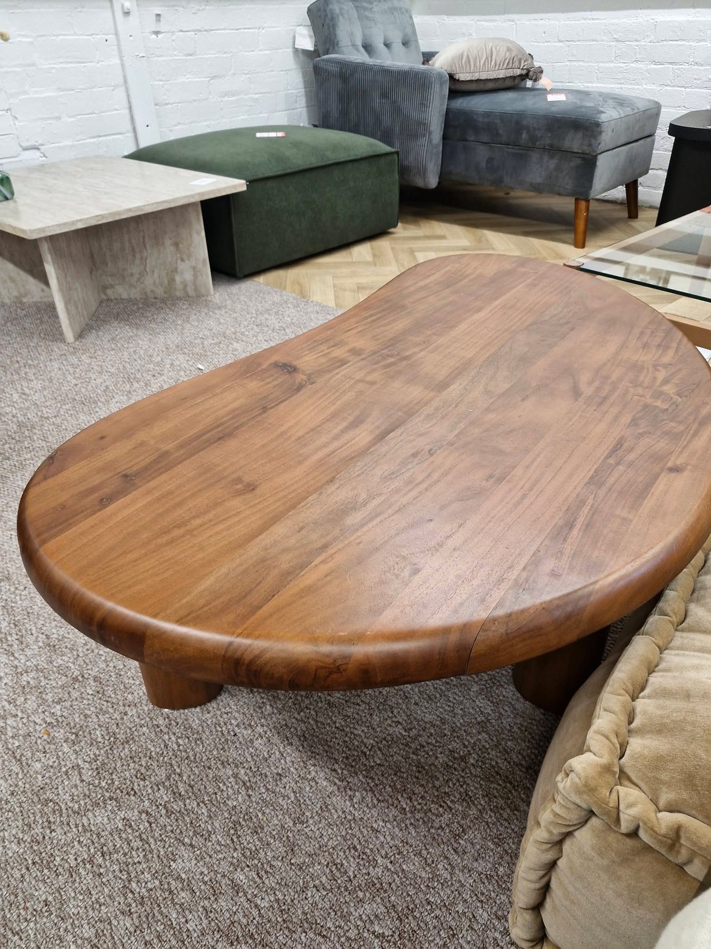 Organic Shape Solid Acacia Wood Coffee Table / West Elm