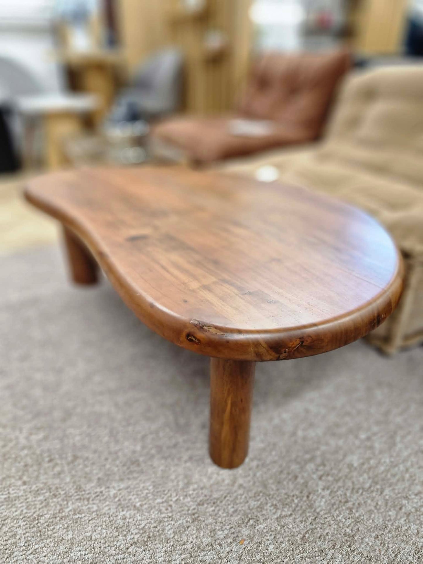 Organic Shape Solid Acacia Wood Coffee Table / West Elm