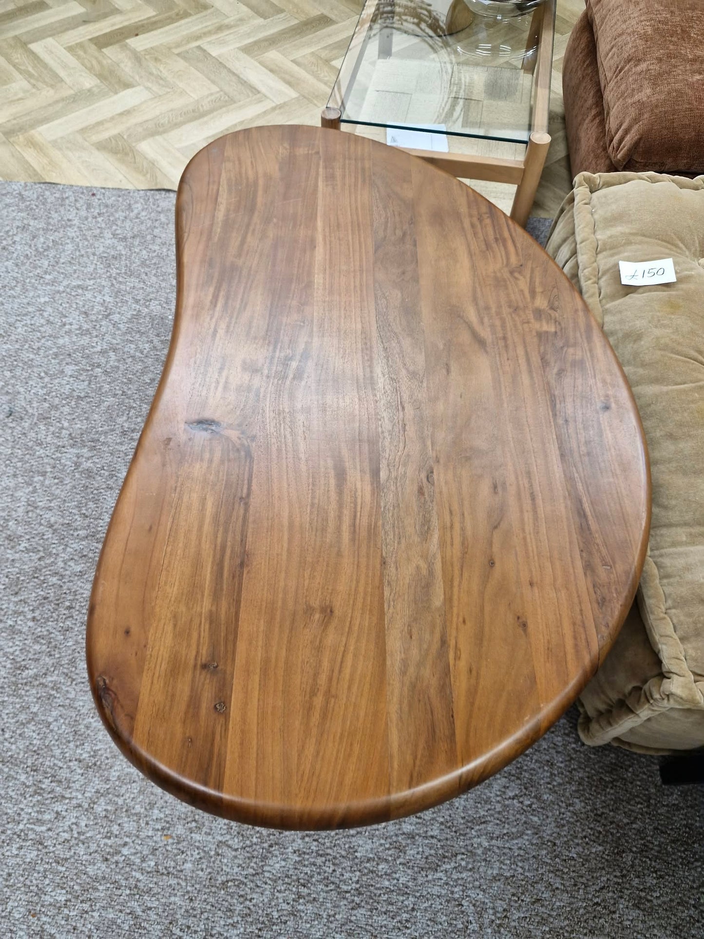 Organic Shape Solid Acacia Wood Coffee Table / West Elm
