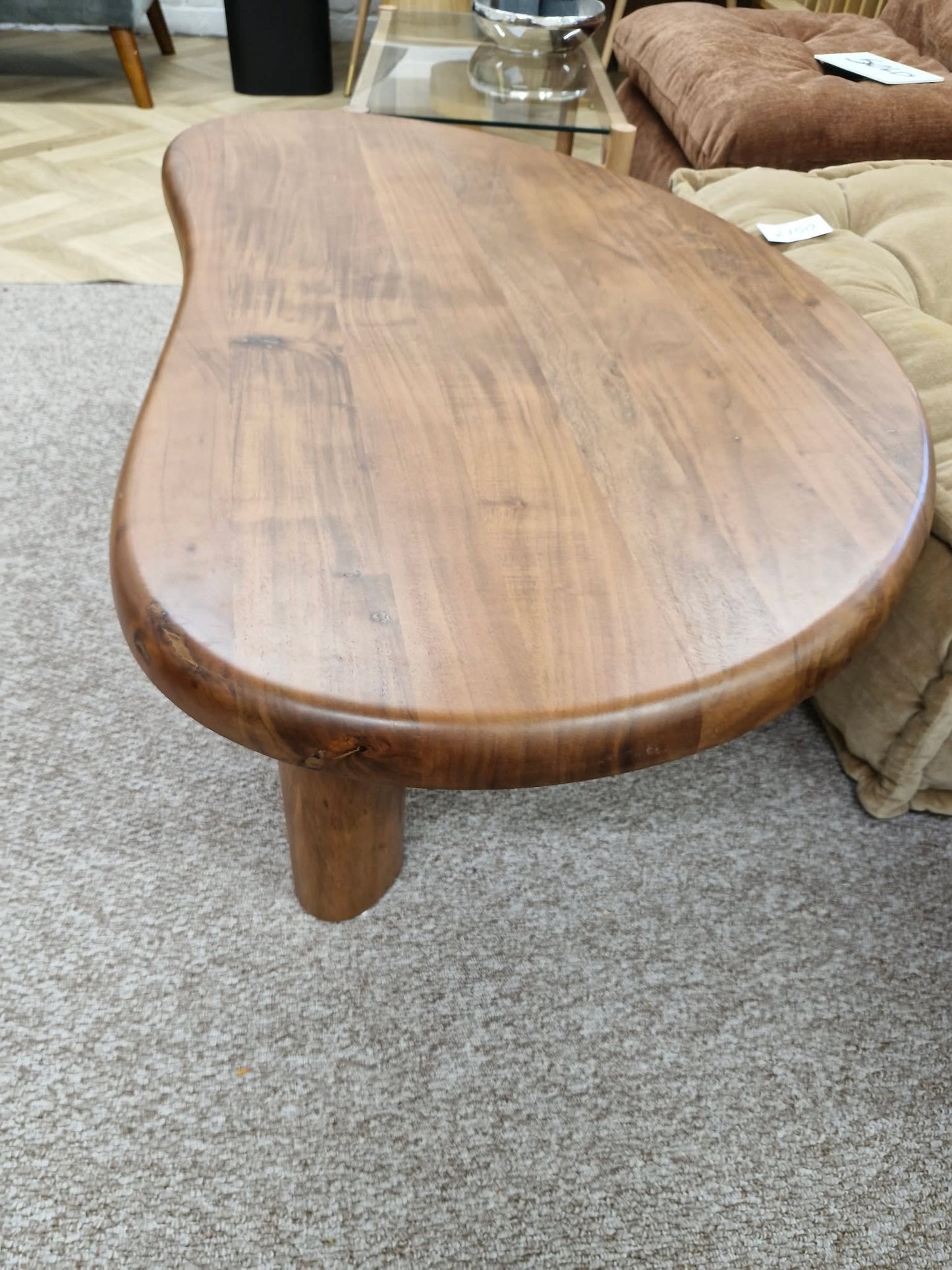 Organic Shape Solid Acacia Wood Coffee Table / West Elm