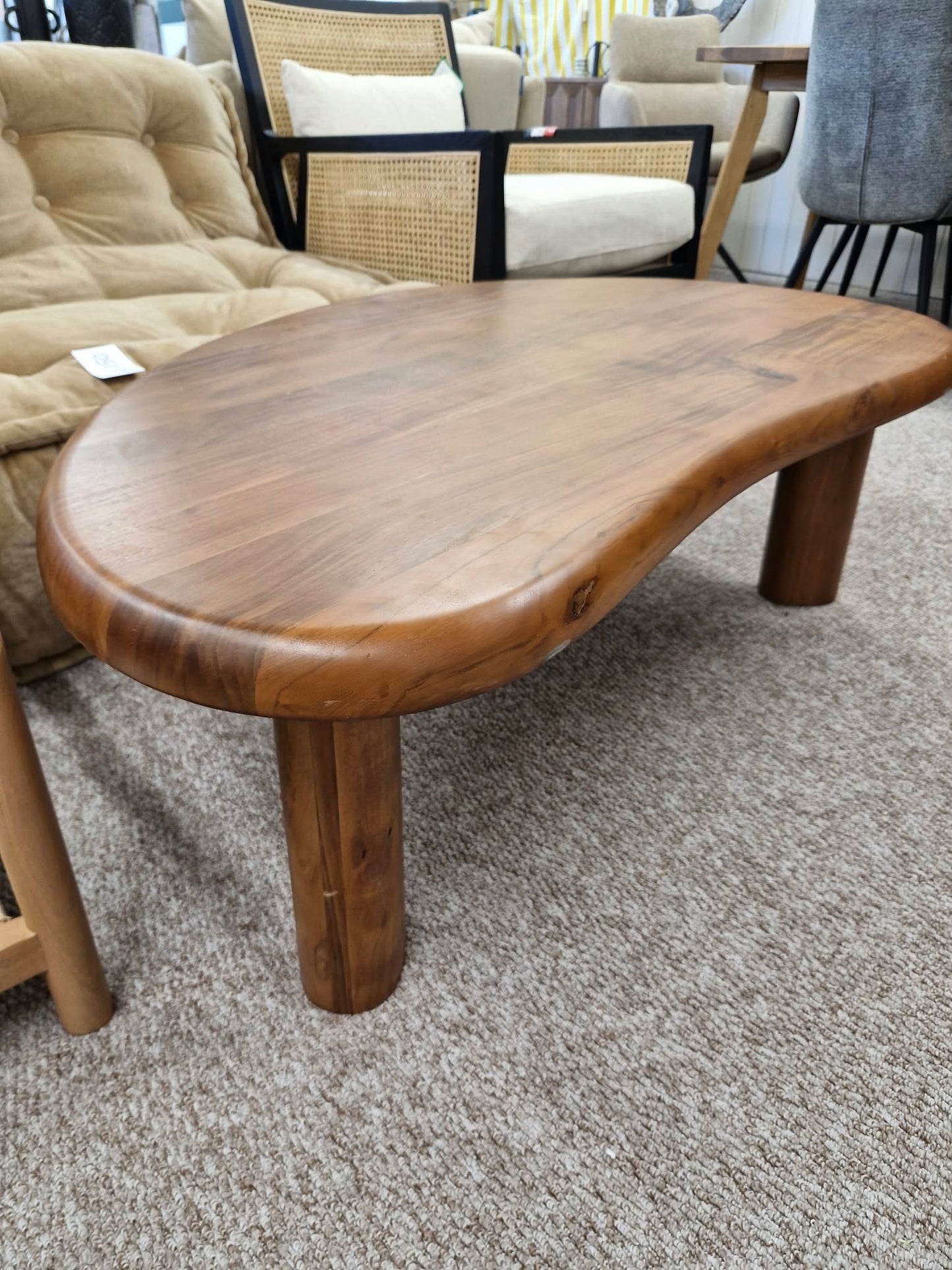 Organic Shape Solid Acacia Wood Coffee Table / West Elm
