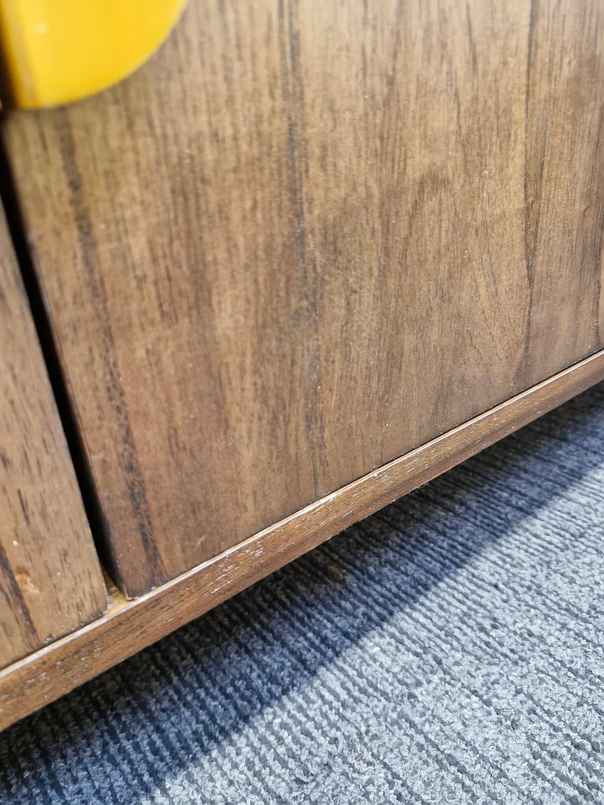 Solid Dark Wood and Bronze TV Stand with 2 doors and open shelf
