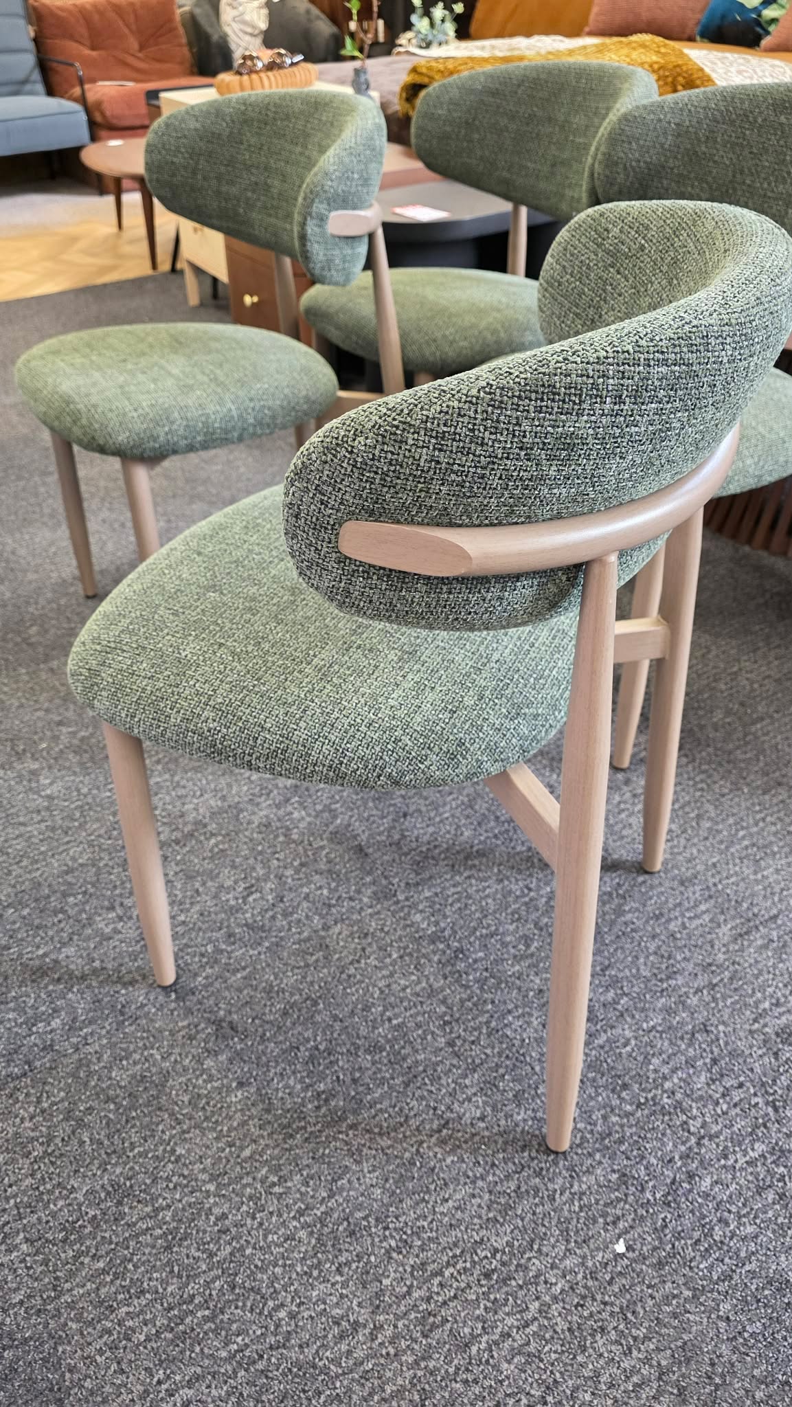 Forest Green  Upholstered Open Back Dining Chairs, Set of 2
