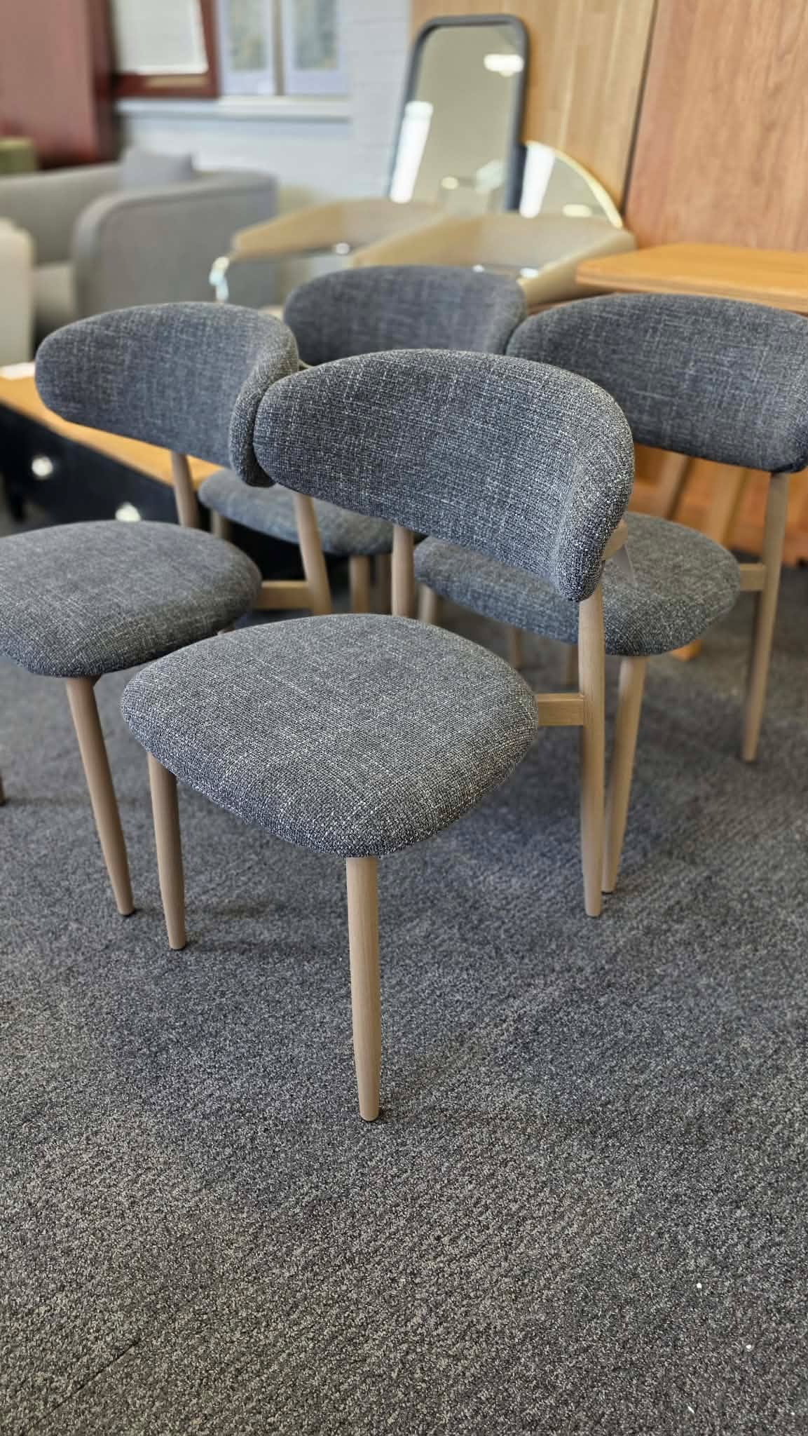 Grey Upholstered Open Back Dining Chairs, Set of 2