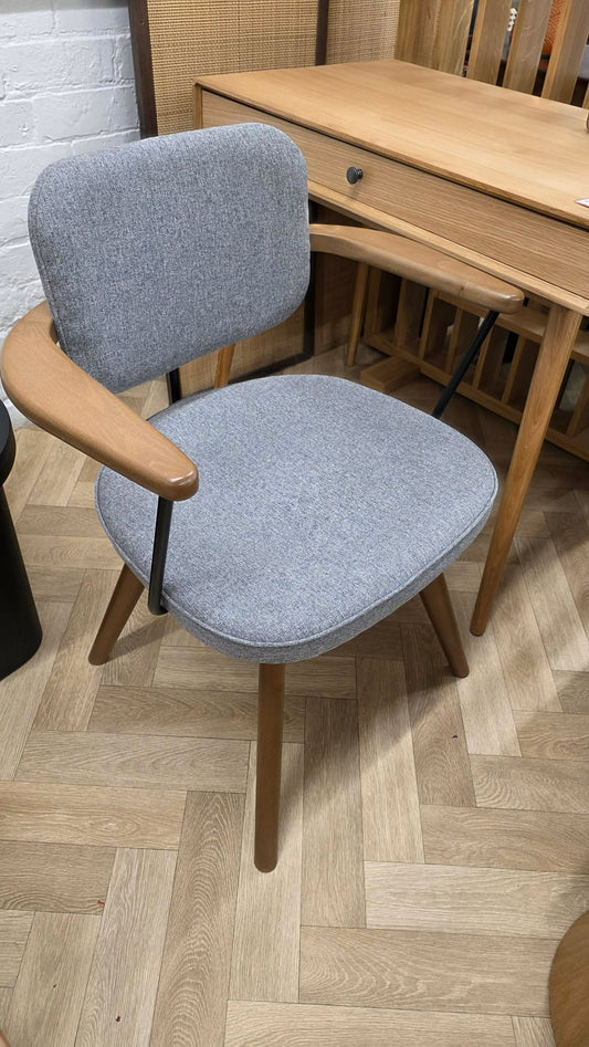 Swivel Office Chair Grey and Solid Wood