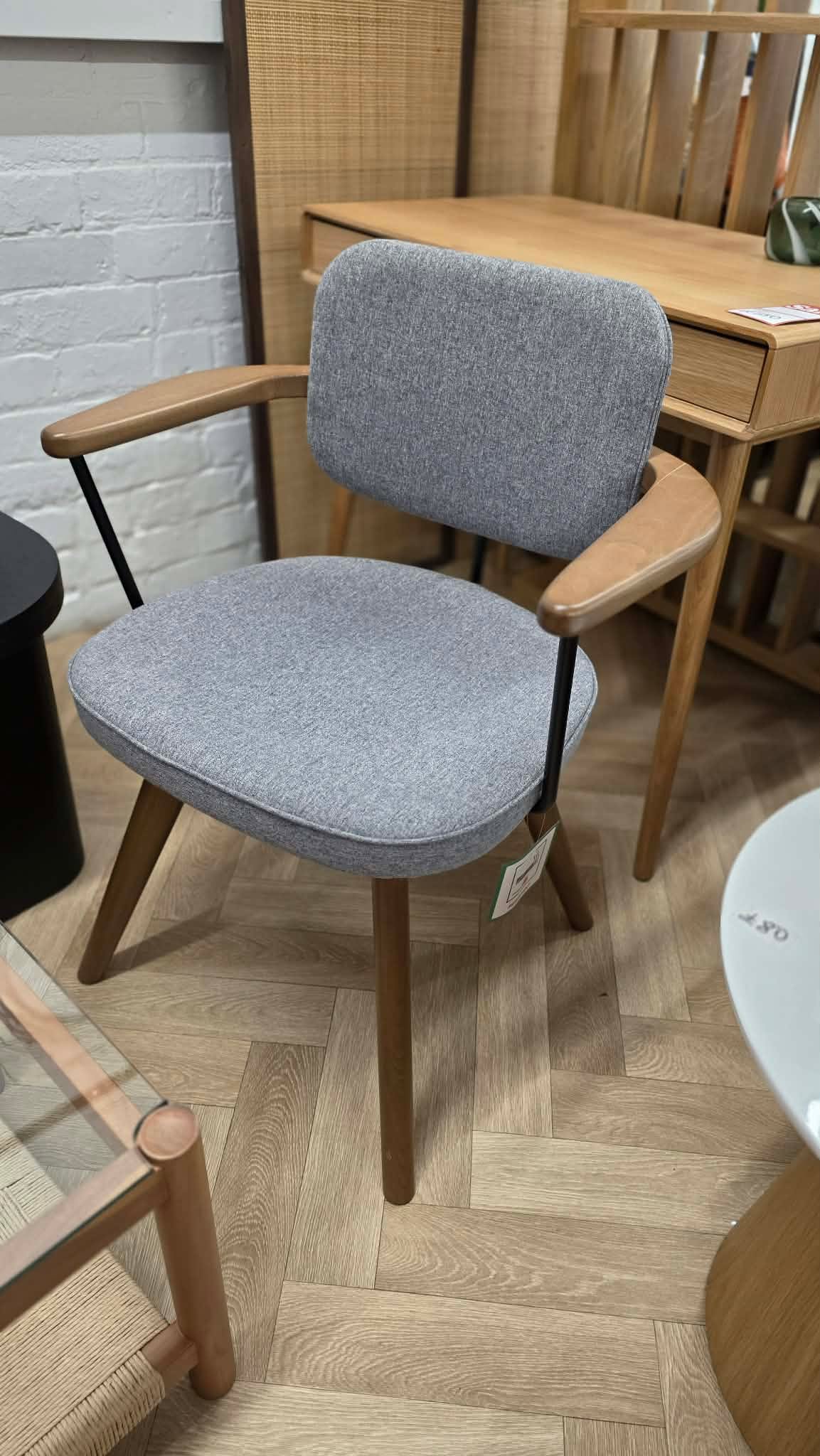Swivel Office Chair Grey and Solid Wood