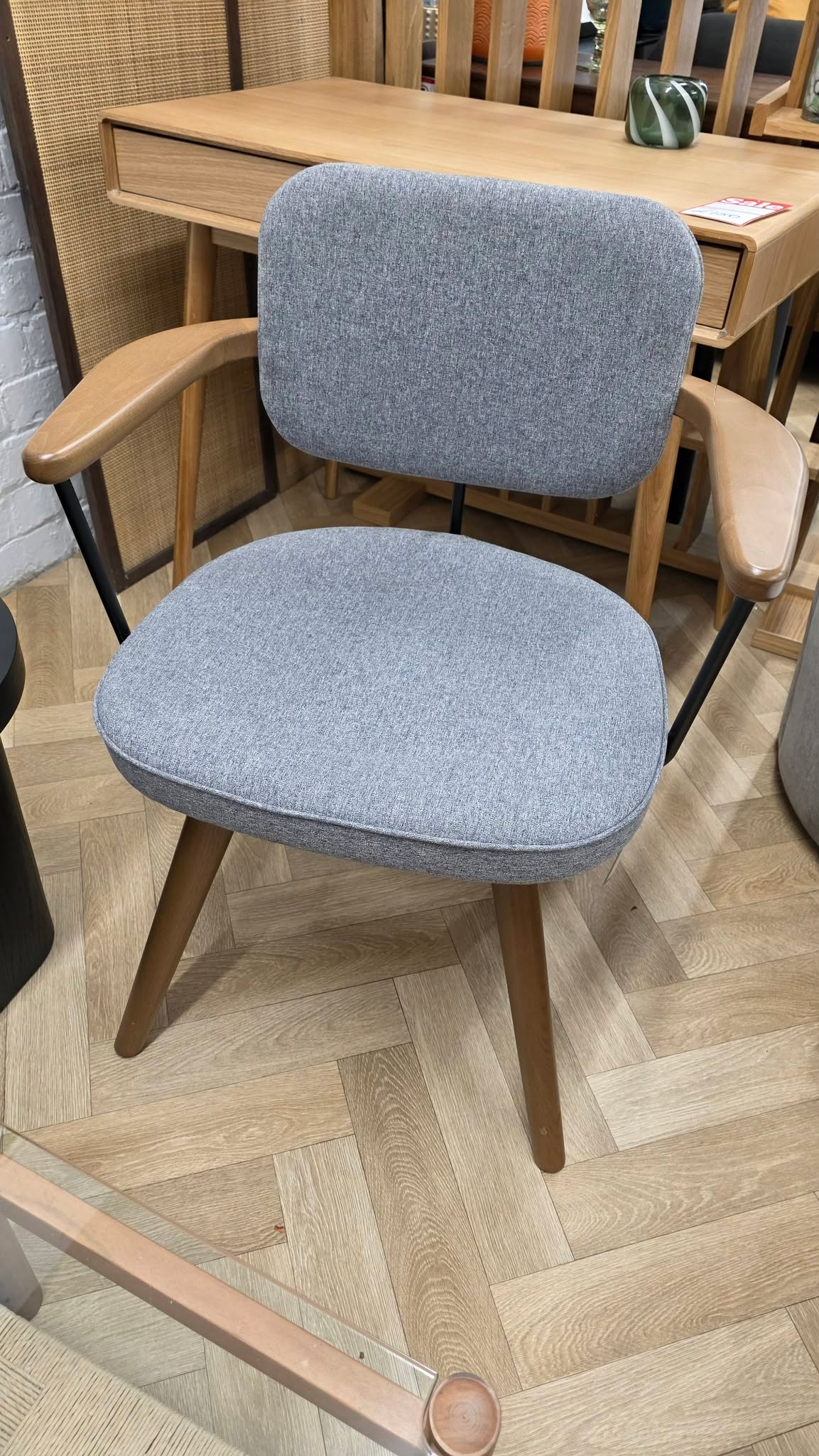 Swivel Office Chair Grey and Solid Wood