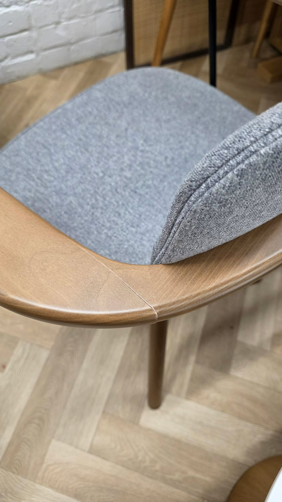 Swivel Office Chair Grey and Solid Wood