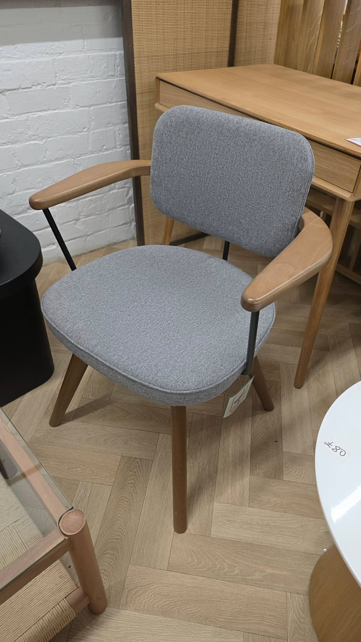 Swivel Office Chair Grey and Solid Wood
