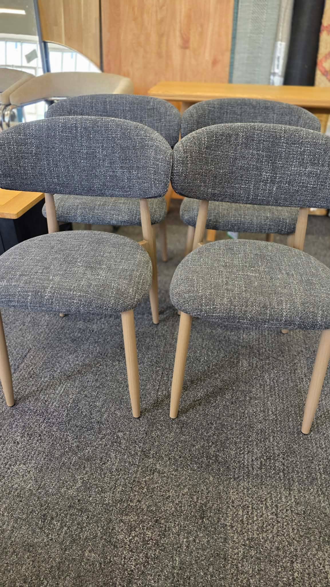 Grey Upholstered Open Back Dining Chairs, Set of 2
