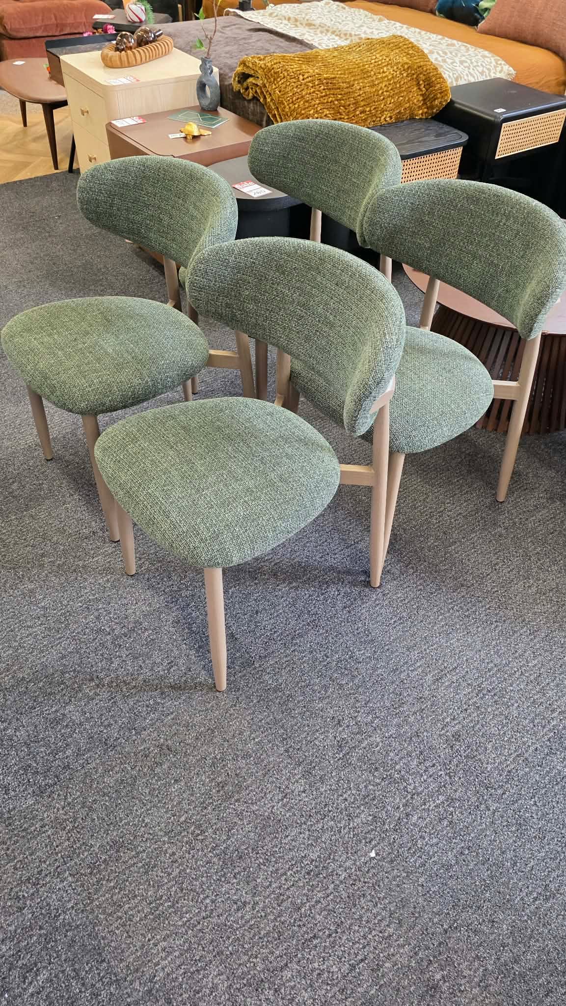 Forest Green  Upholstered Open Back Dining Chairs, Set of 2