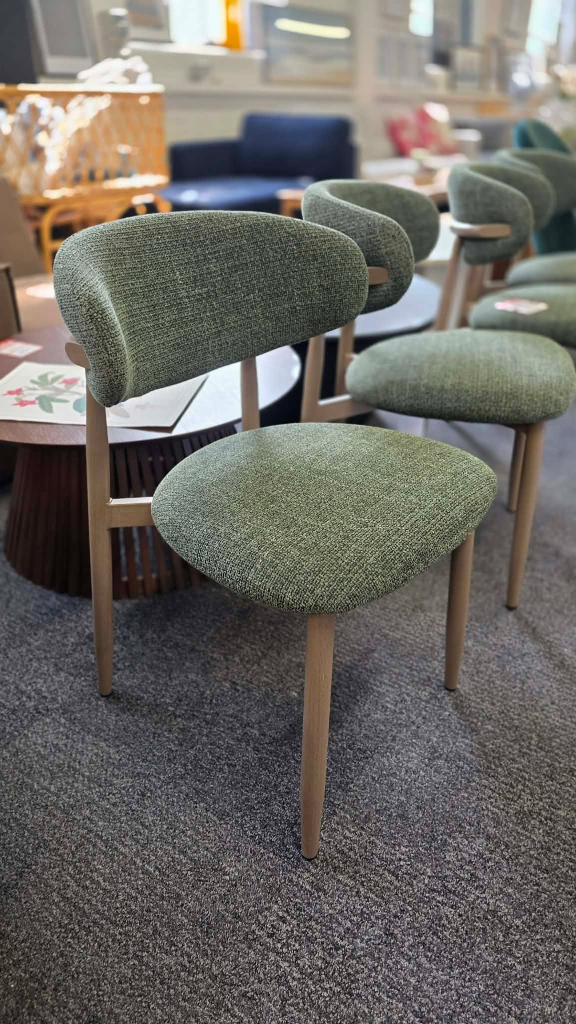 Forest Green  Upholstered Open Back Dining Chairs, Set of 2