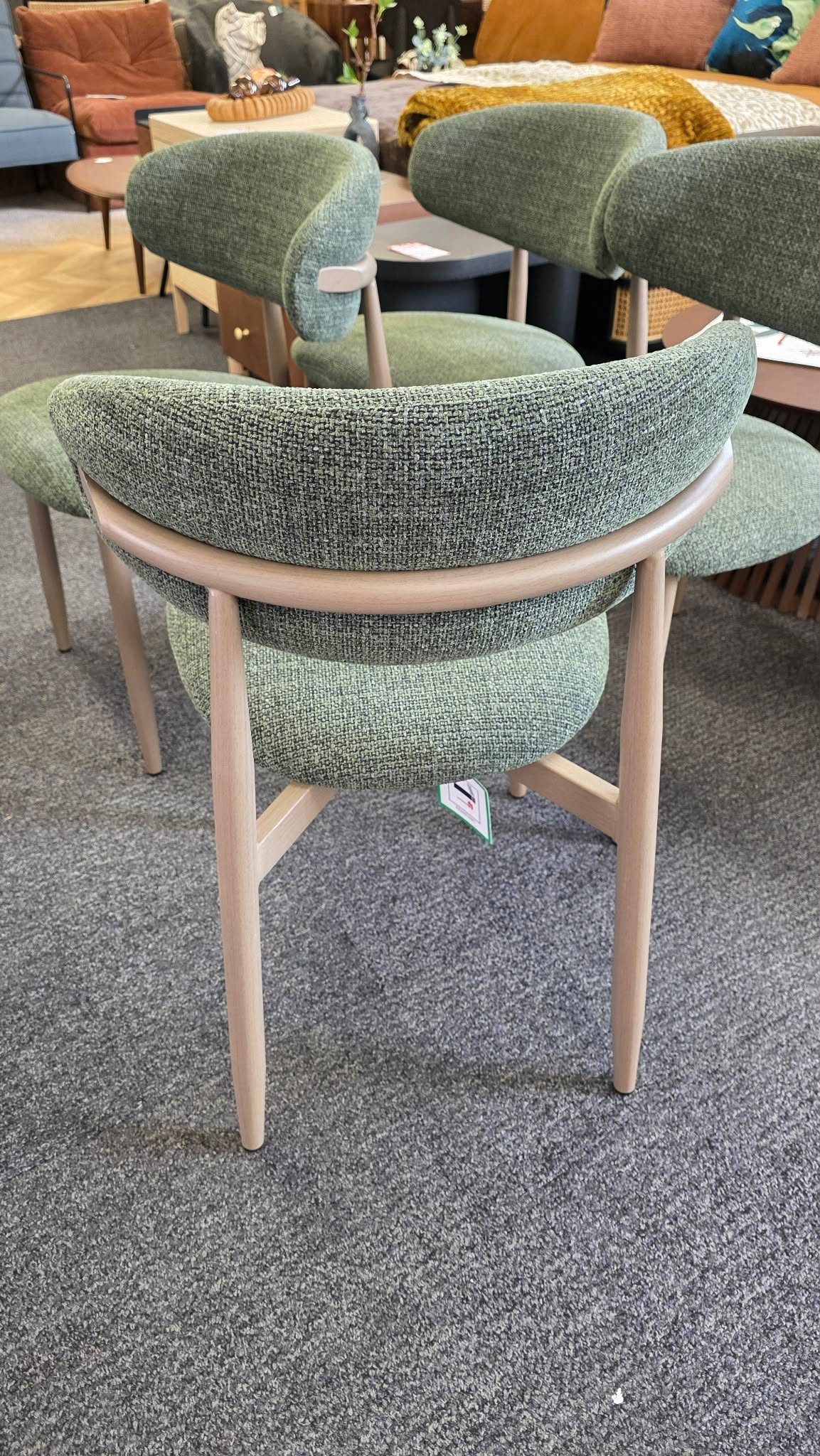 Forest Green  Upholstered Open Back Dining Chairs, Set of 2