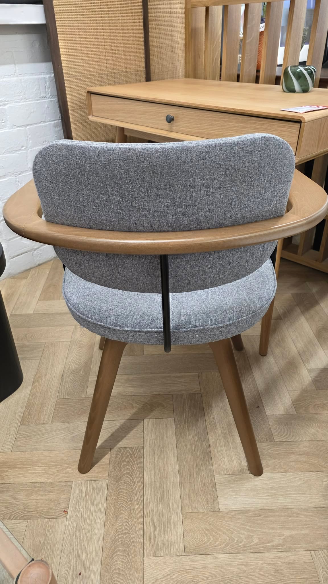Swivel Office Chair Grey and Solid Wood