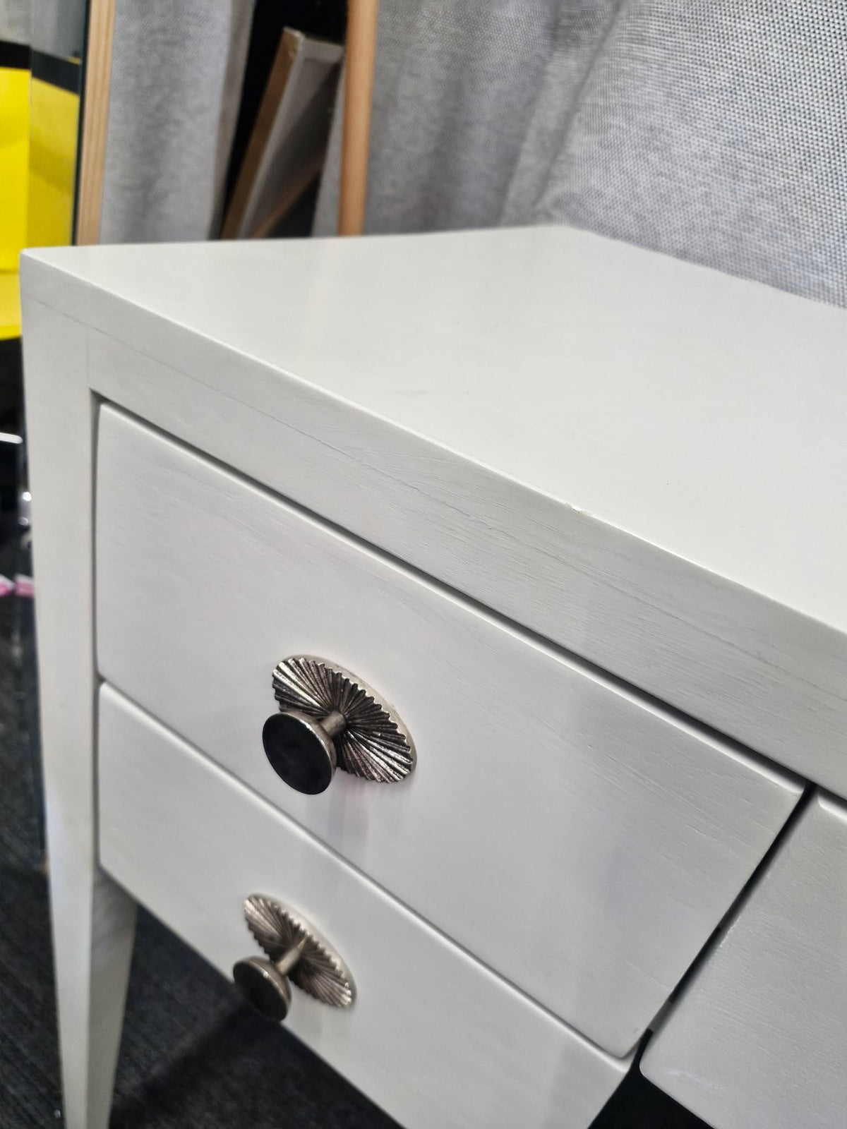 Light Grey 5 Drawer Dressing Table - Desk