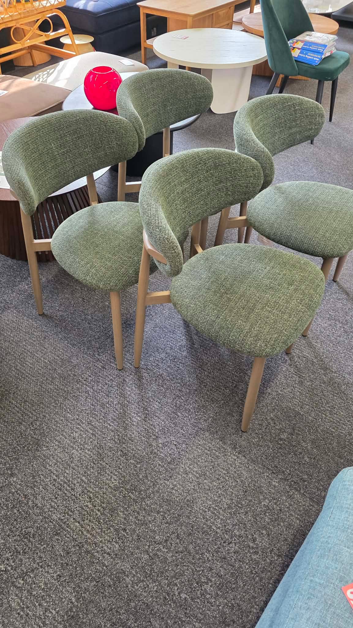 Forest Green  Upholstered Open Back Dining Chairs, Set of 2