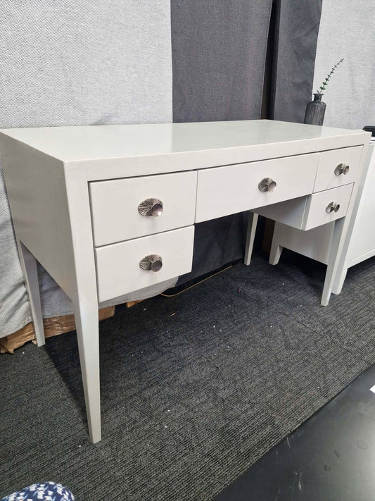 Light Grey 5 Drawer Dressing Table - Desk