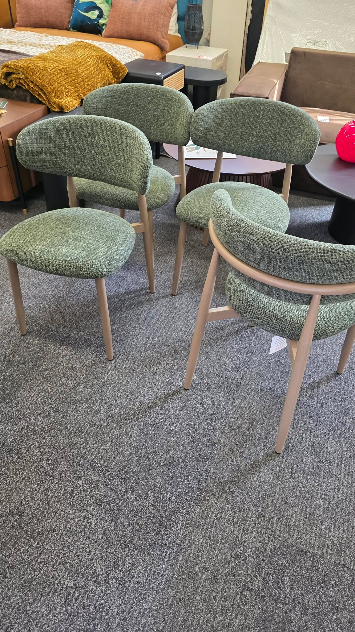 Forest Green  Upholstered Open Back Dining Chairs, Set of 2