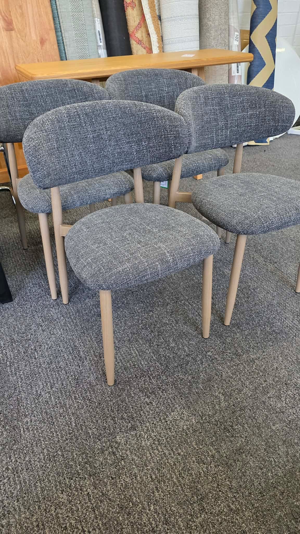 Grey Upholstered Open Back Dining Chairs, Set of 2
