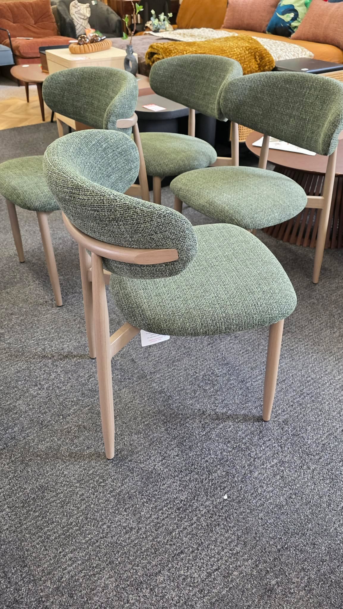 Forest Green  Upholstered Open Back Dining Chairs, Set of 2