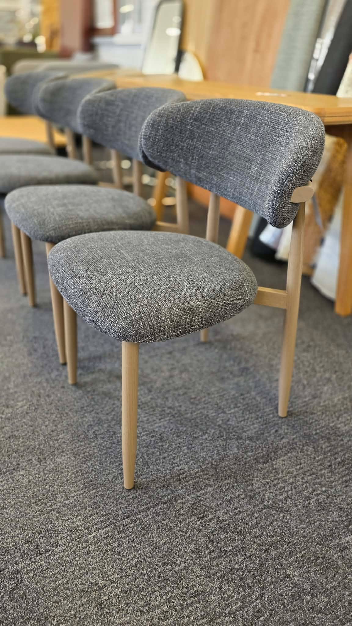 Grey Upholstered Open Back Dining Chairs, Set of 2