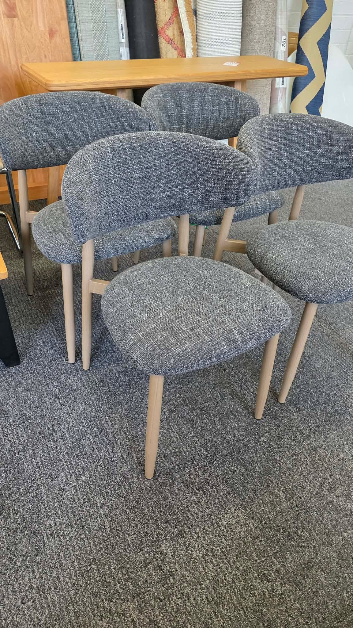 Grey Upholstered Open Back Dining Chairs, Set of 2