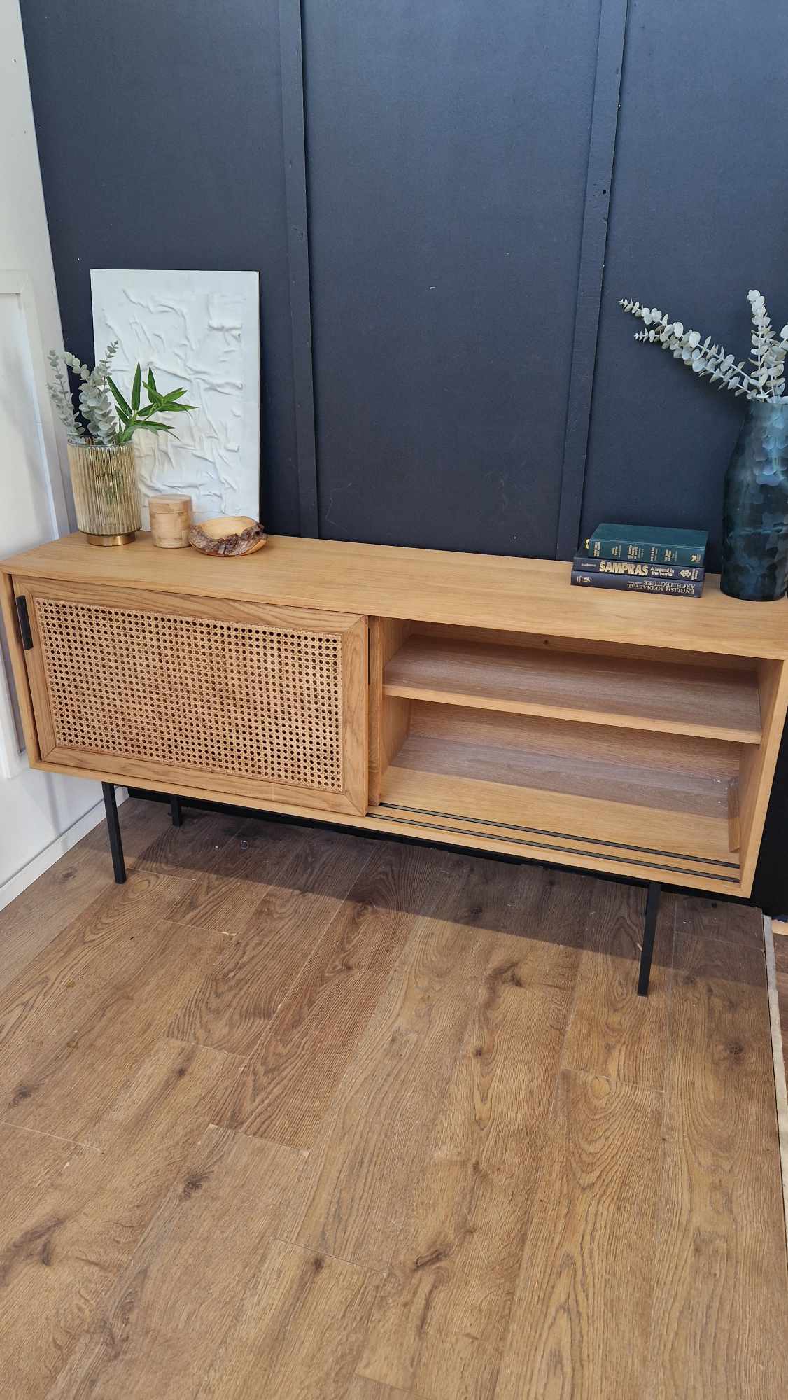 Oak & Rattan Sideboard Sliding Door RRP £1050