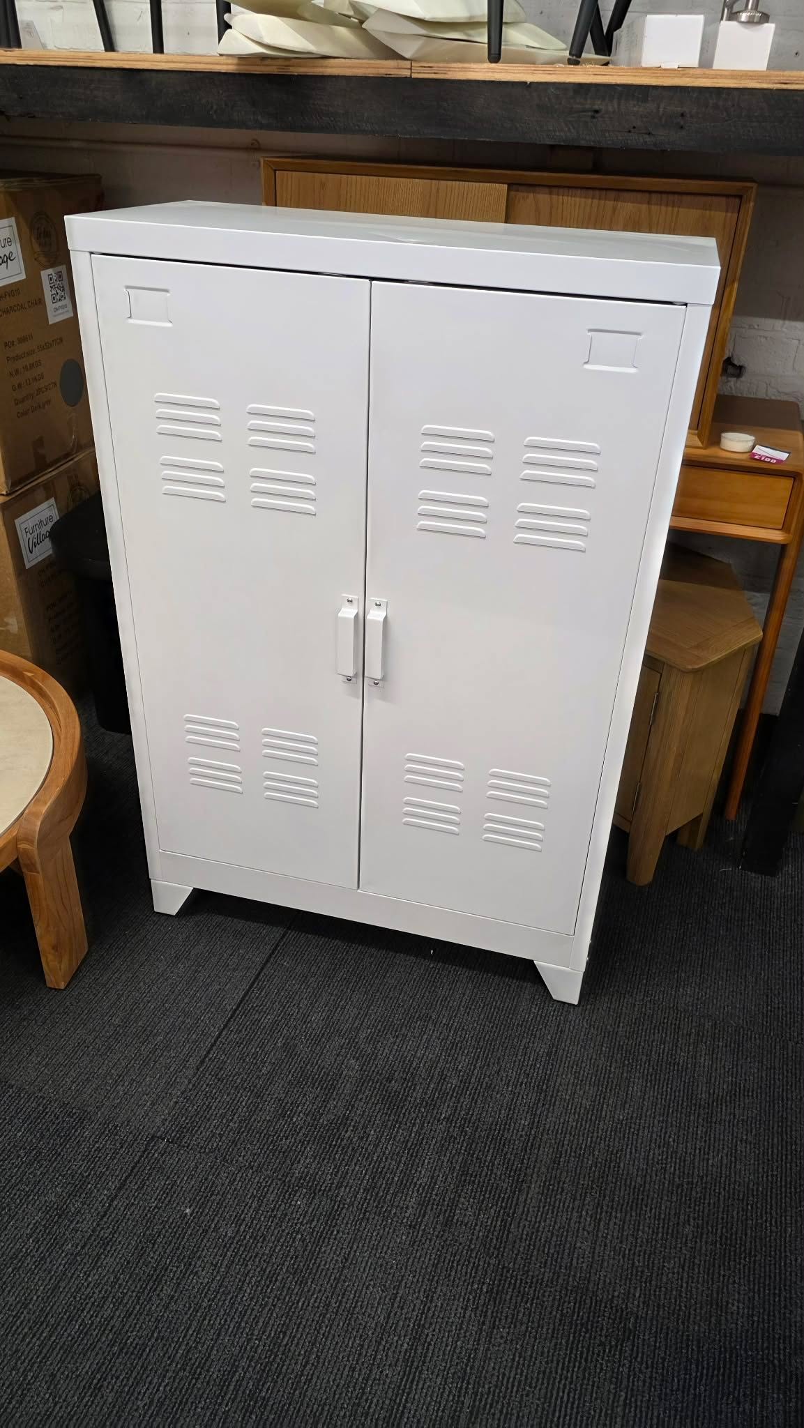White Metal Locker Cabinet - 2 Doors