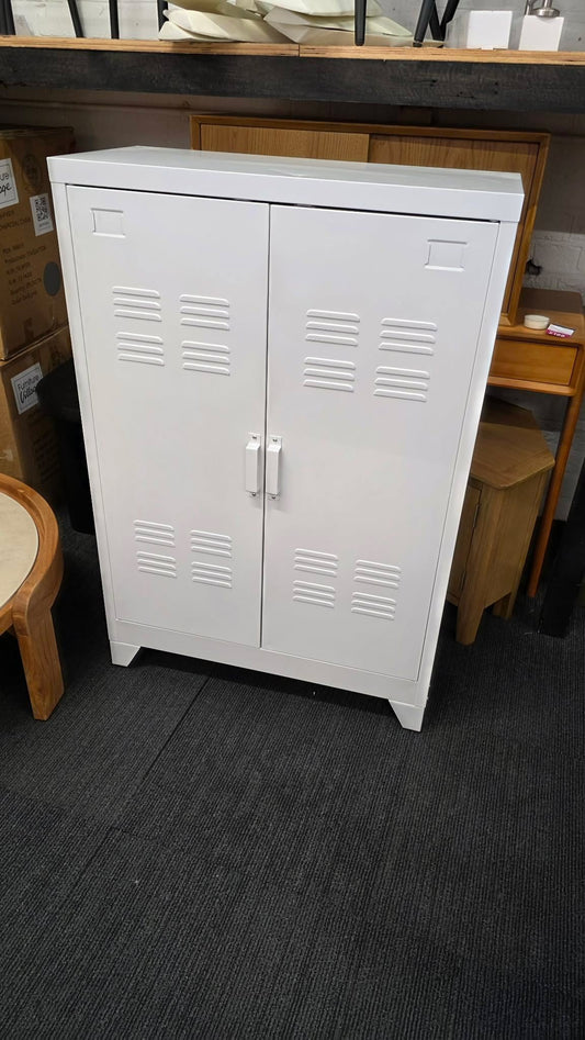 White Metal Locker Cabinet - 2 Doors