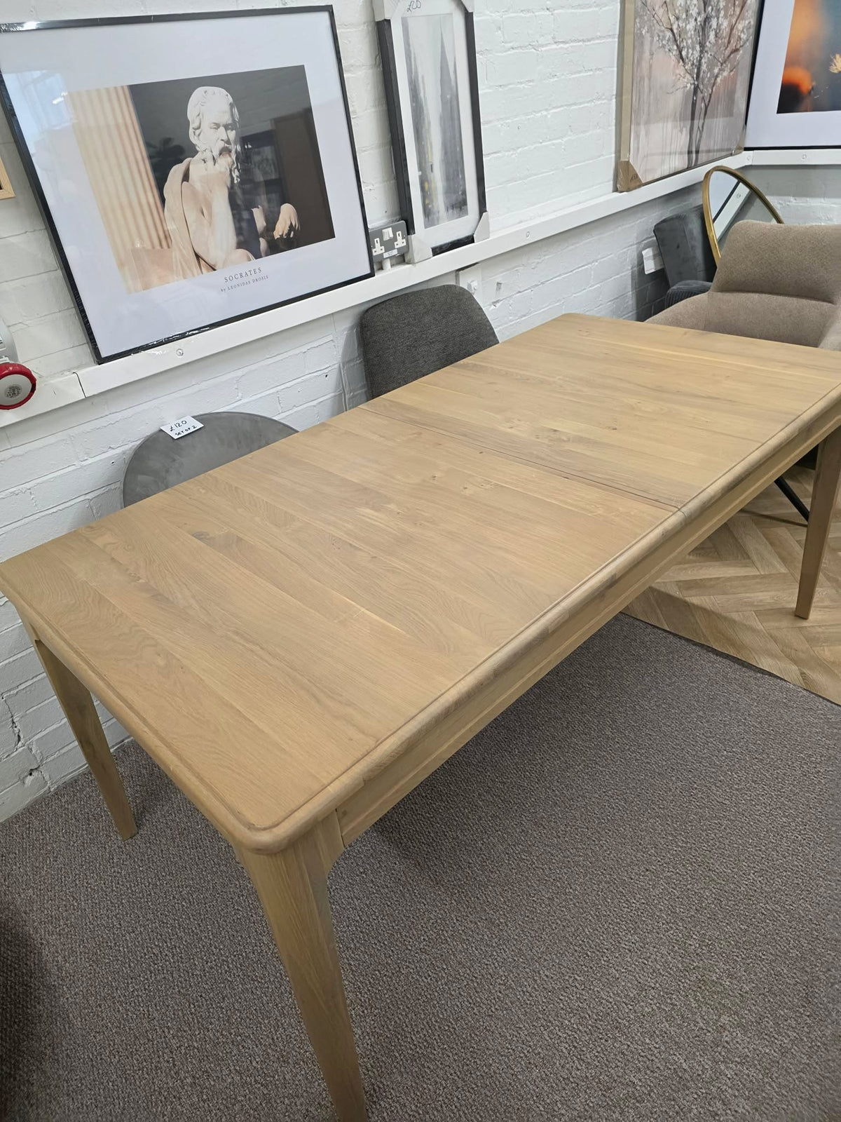 Solid Oak Extending Dining Table - Washed Wood Natural Grey, Seats 6 to 8