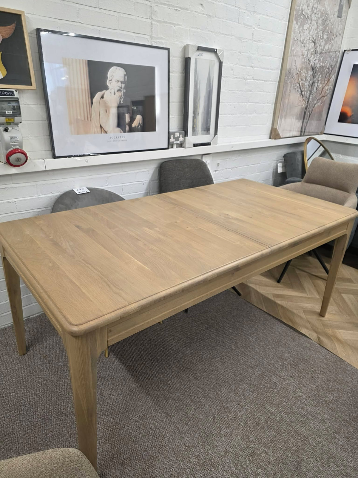 Solid Oak Extending Dining Table - Washed Wood Natural Grey, Seats 6 to 8