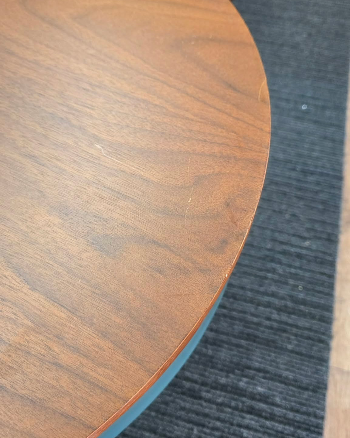 Retro Kidney Shaped Coffee Table - Walnut, Green and Brass Legs