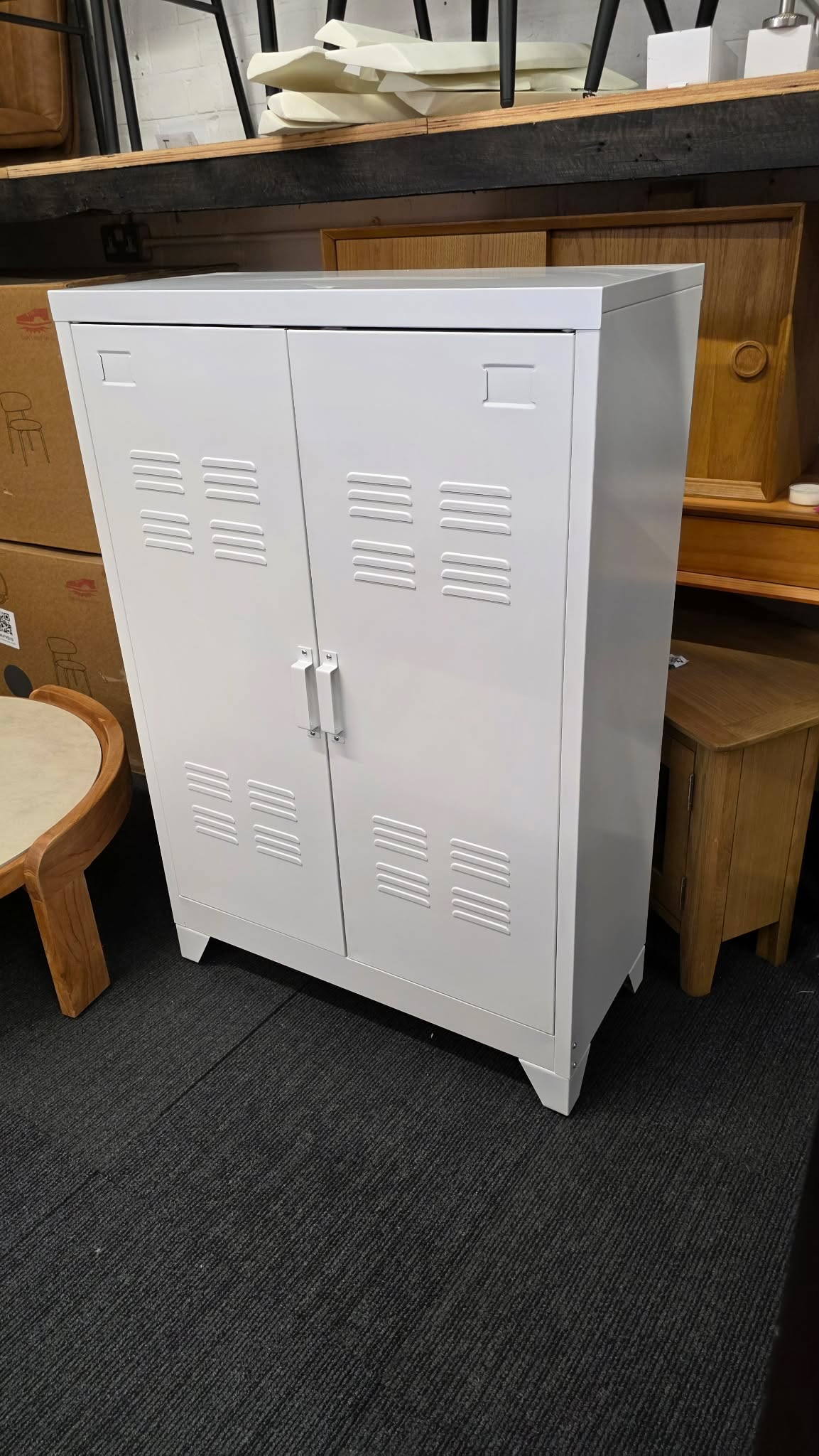 White Metal Locker Cabinet - 2 Doors