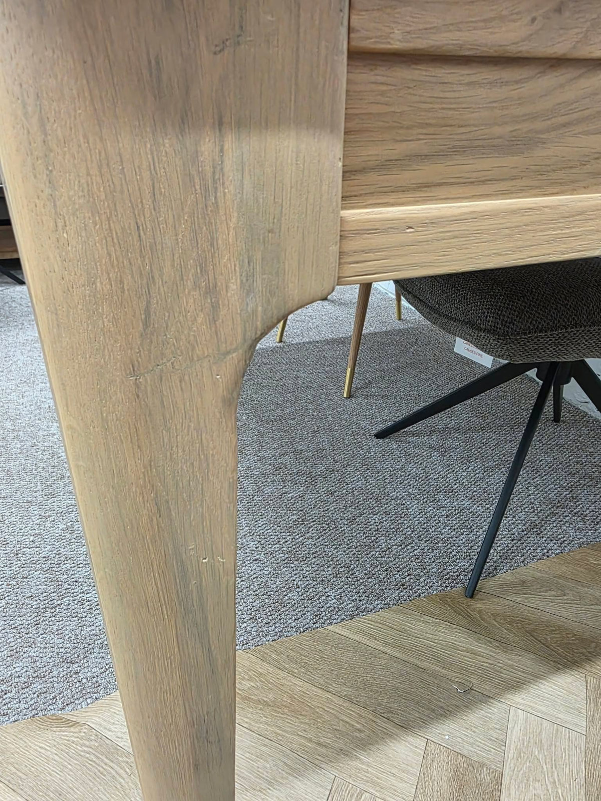 Solid Oak Extending Dining Table - Washed Wood Natural Grey, Seats 6 to 8