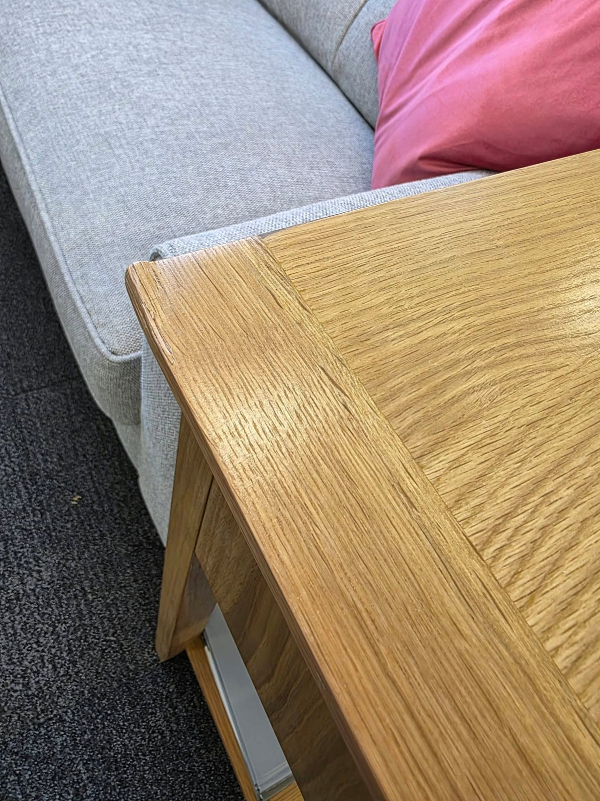 Oak Console Table with 2 Drawers and Shelf - 100cm