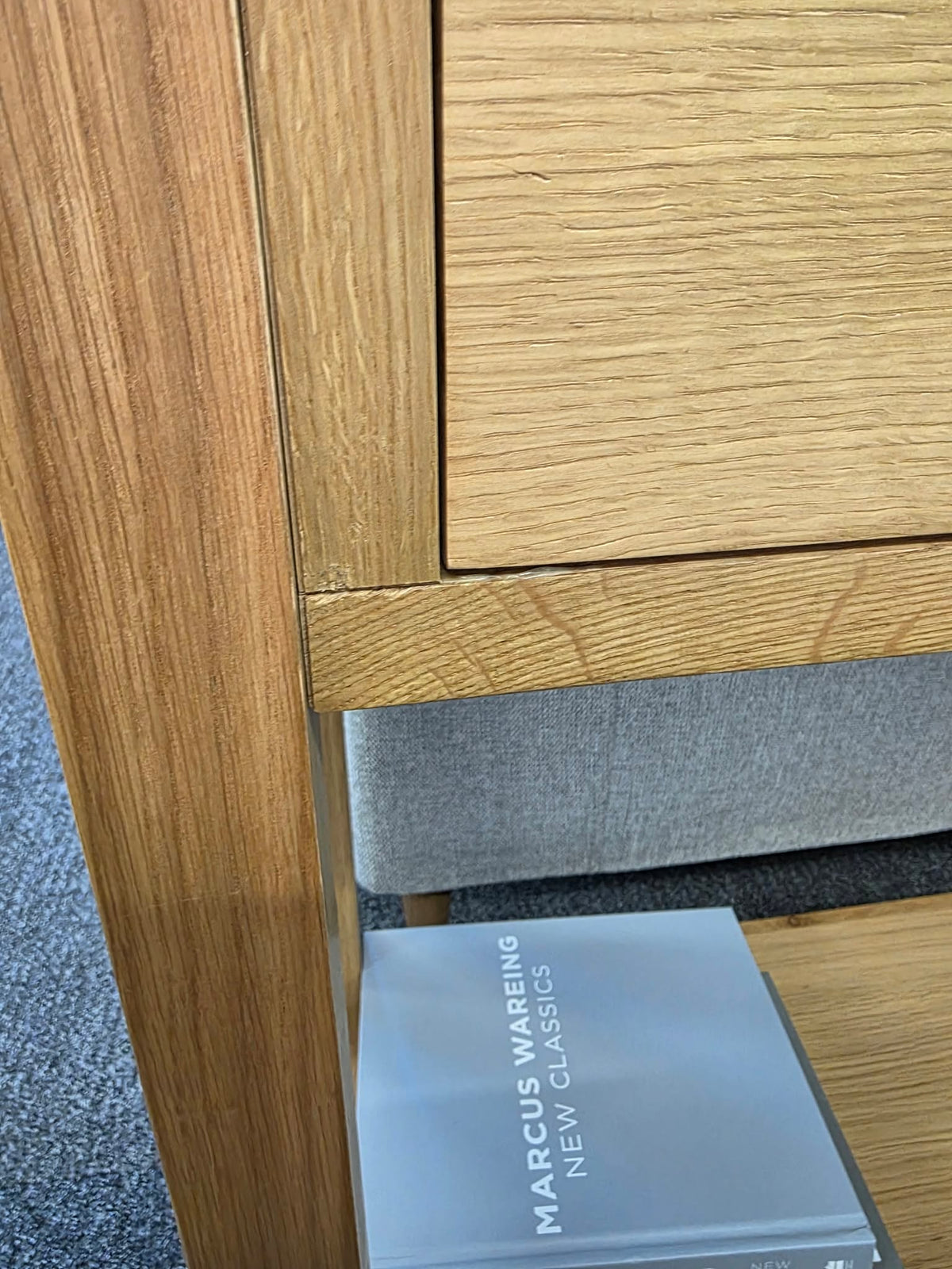 Oak Console Table with 2 Drawers and Shelf - 100cm