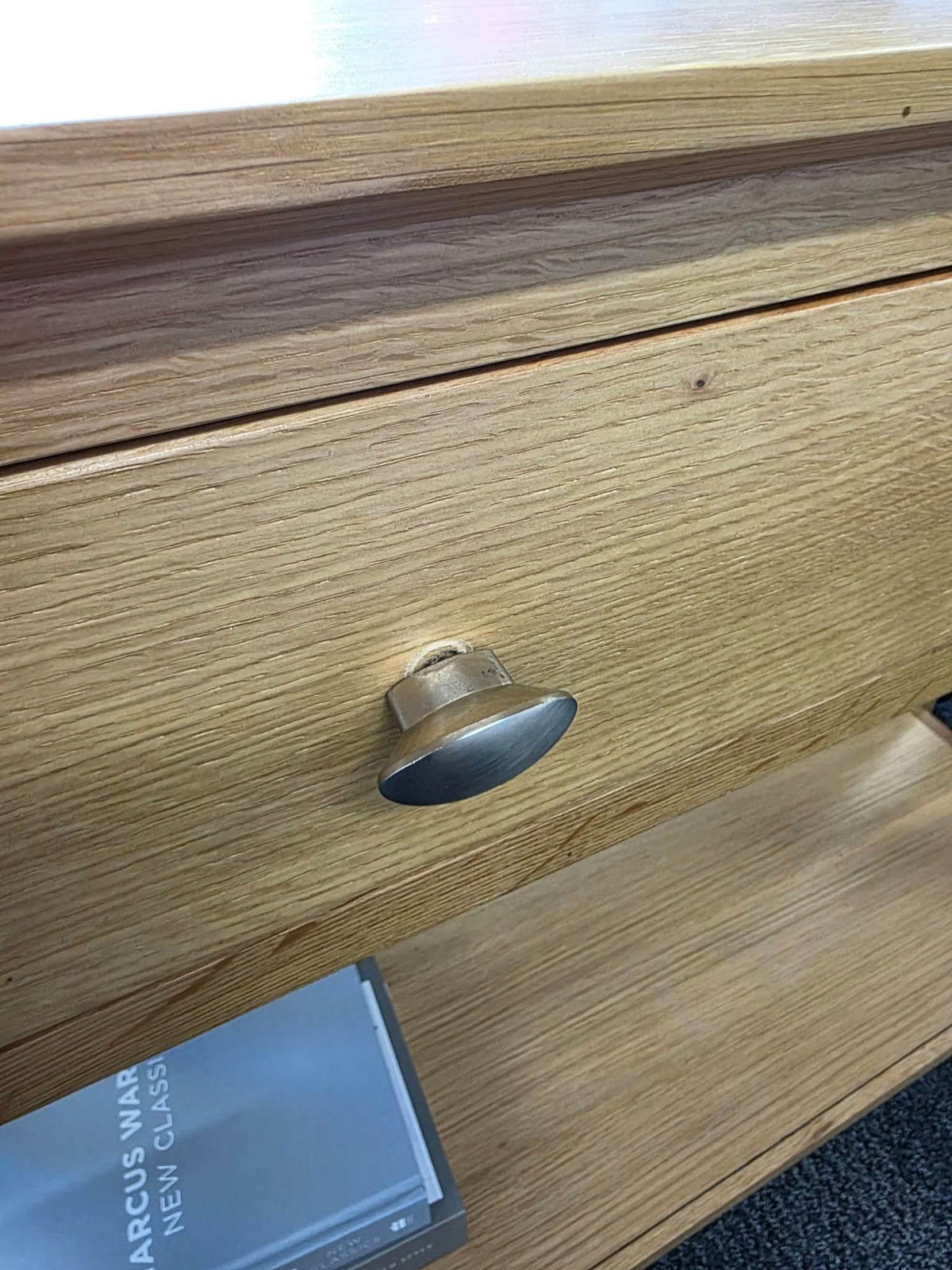 Oak Console Table with 2 Drawers and Shelf - 100cm