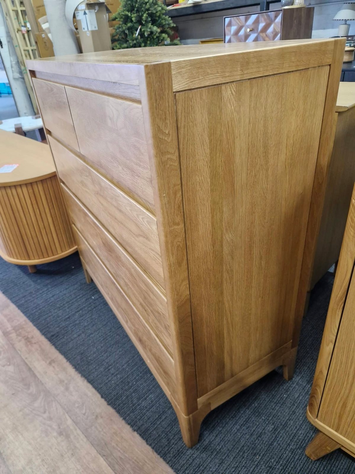 Solid Oak 5 Drawer Chest of Drawers | Oak Furniture Land Durham