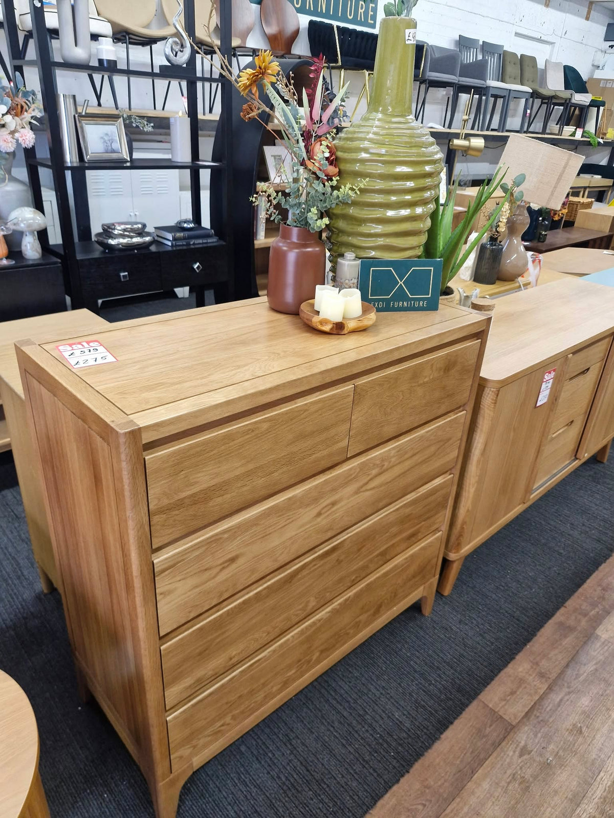 Solid Oak 5 Drawer Chest of Drawers | Oak Furniture Land Durham