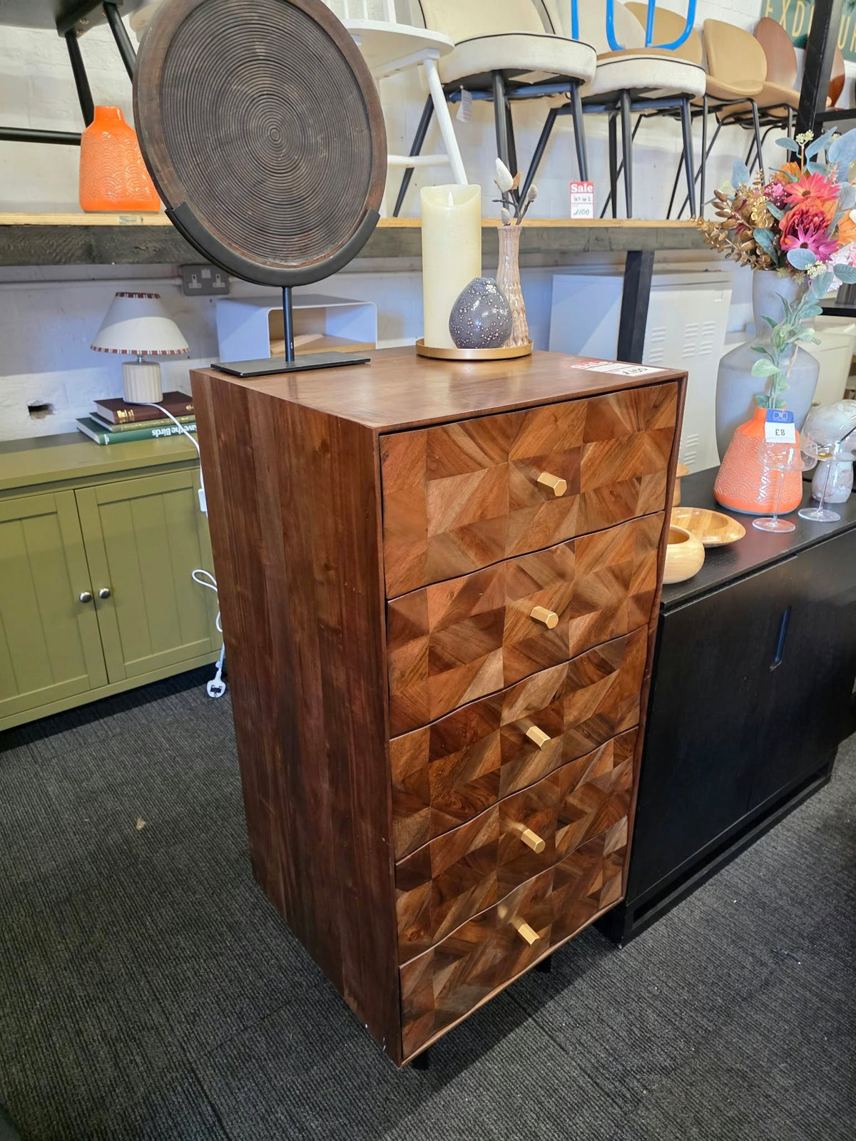 Dark Solid Wood Tallboy / Tall Chest of Drawers Swoon Franklin