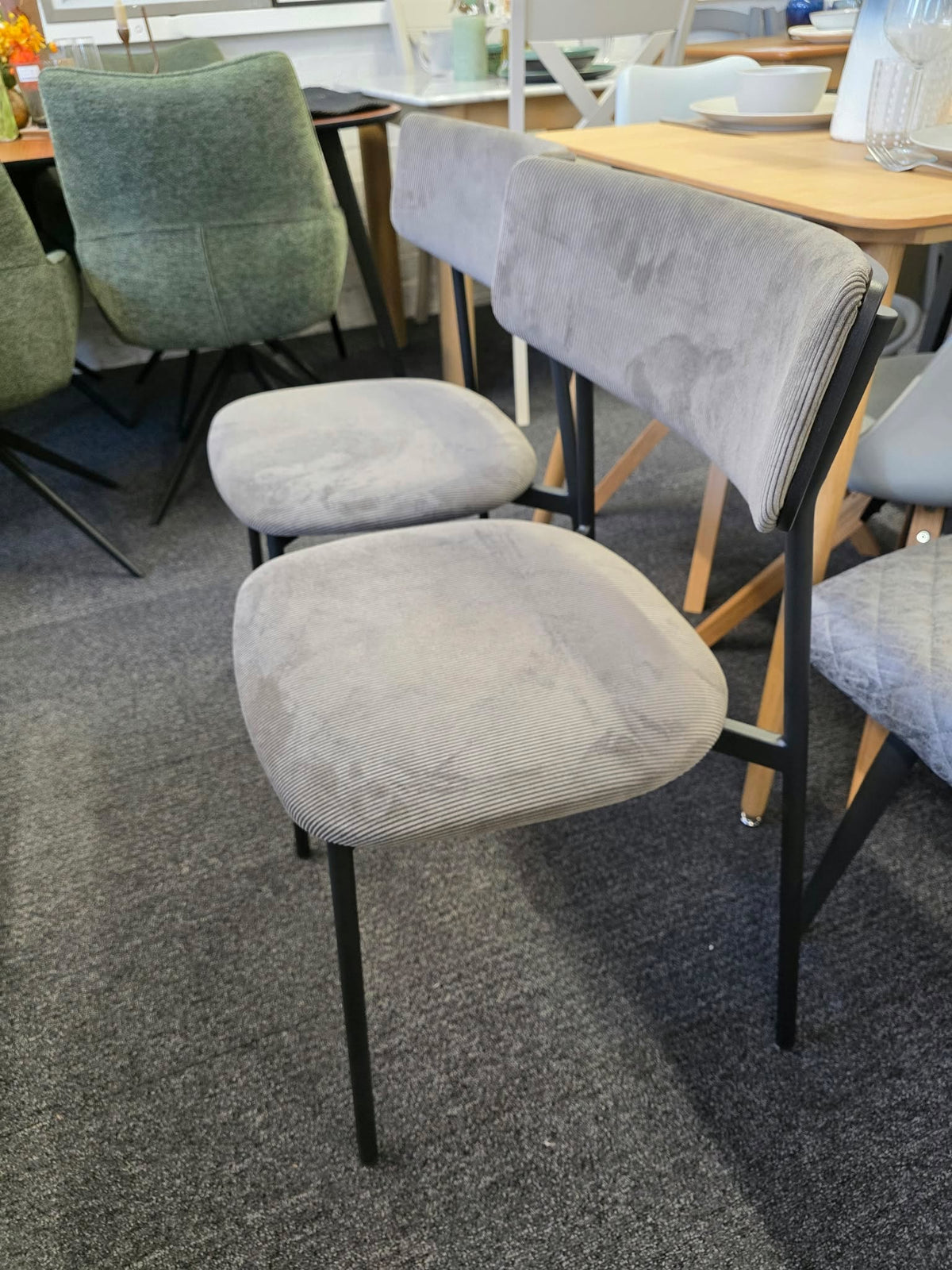Dark Grey Velvet Dining Chairs, Set of 2 | John Lewis Motion
