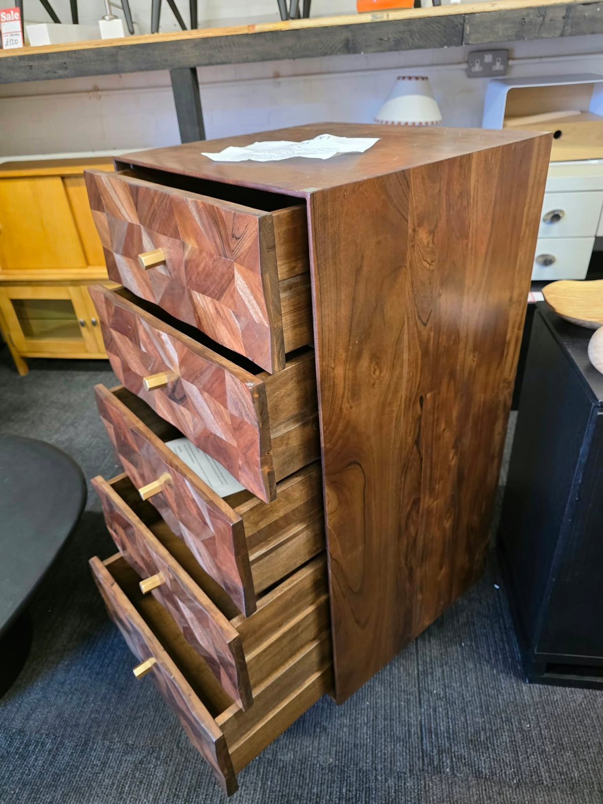 Dark Solid Wood Tallboy / Tall Chest of Drawers Swoon Franklin
