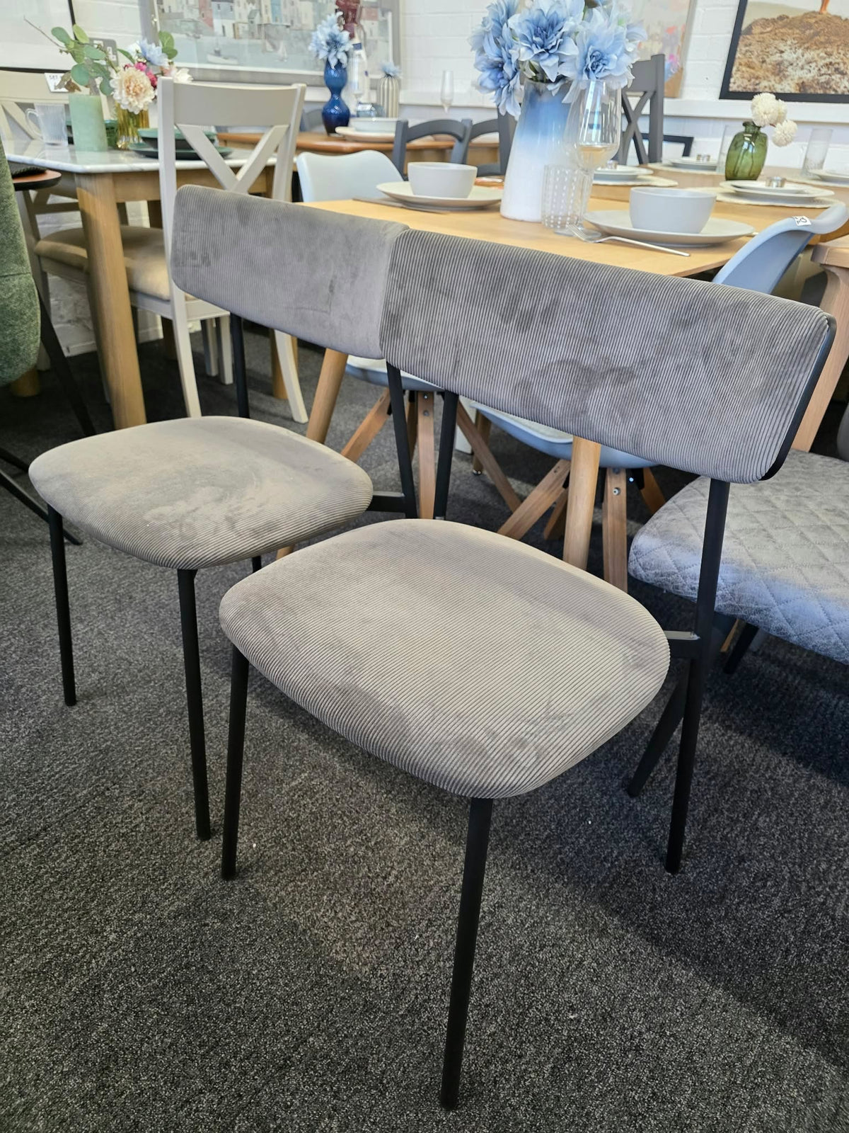 Dark Grey Velvet Dining Chairs, Set of 2 | John Lewis Motion