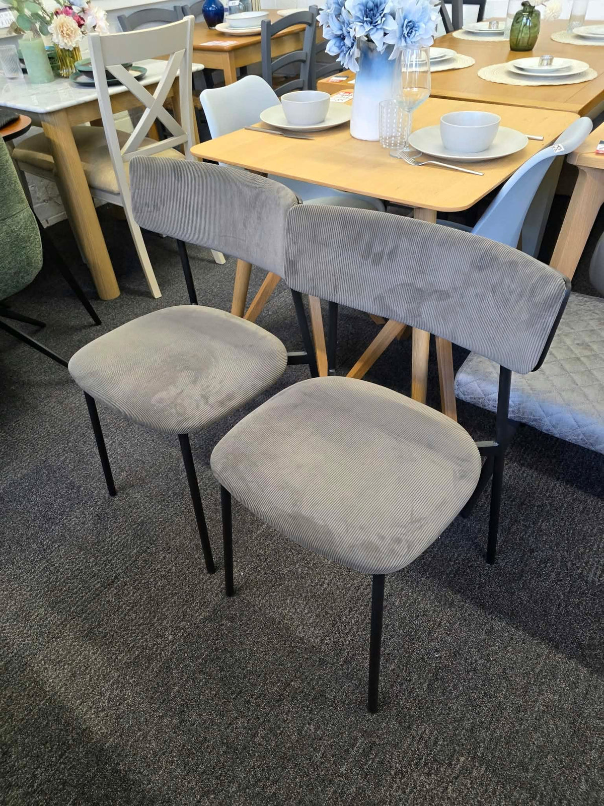 Dark Grey Velvet Dining Chairs, Set of 2 | John Lewis Motion