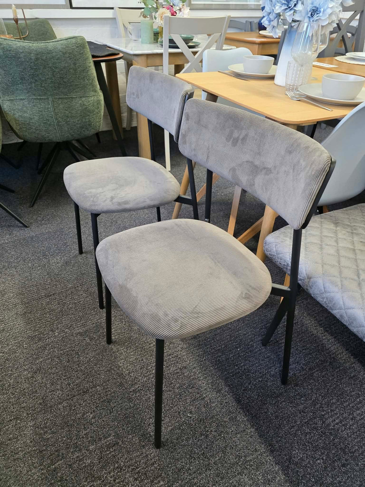 Dark Grey Velvet Dining Chairs, Set of 2 | John Lewis Motion