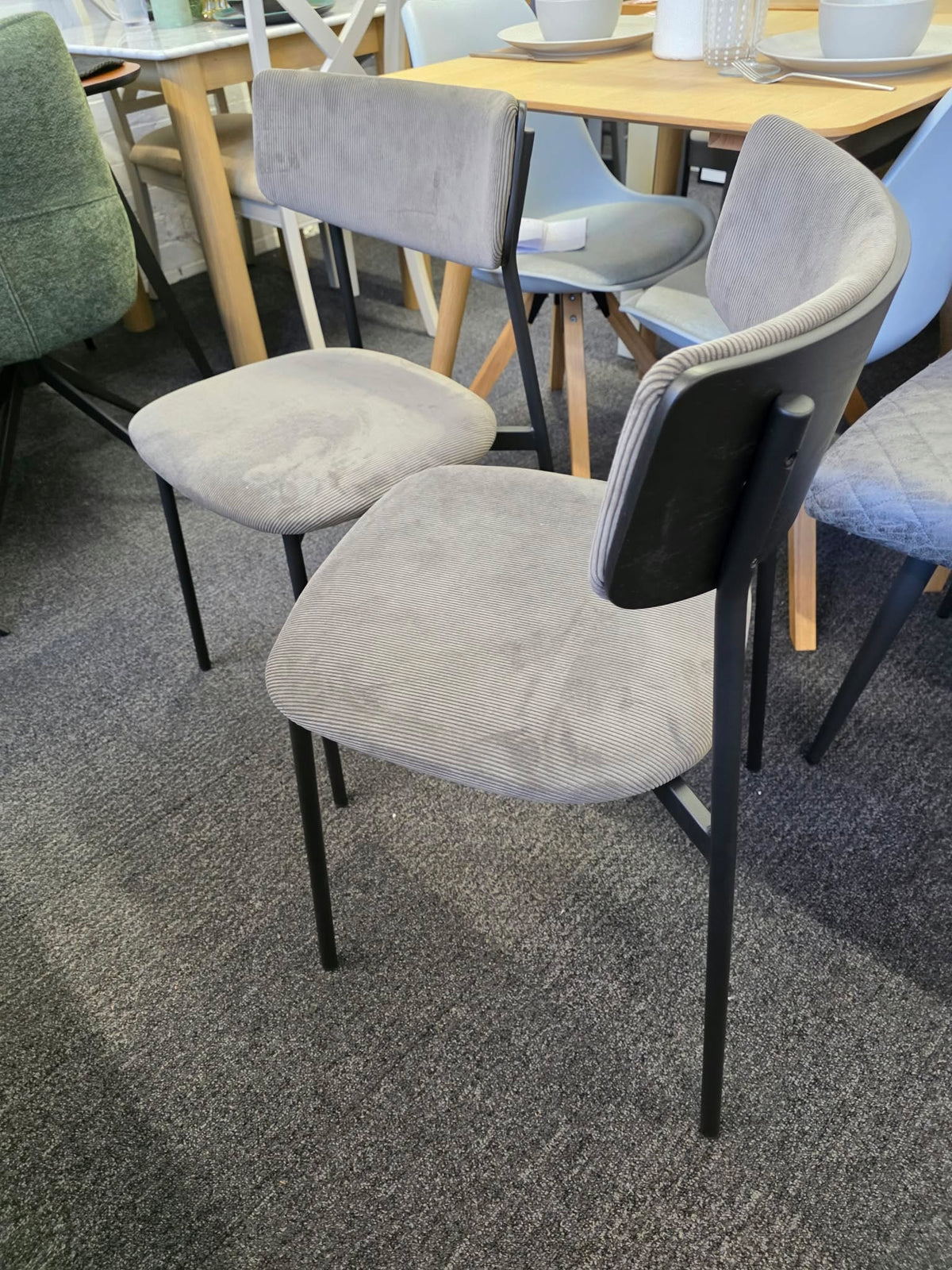Dark Grey Velvet Dining Chairs, Set of 2 | John Lewis Motion