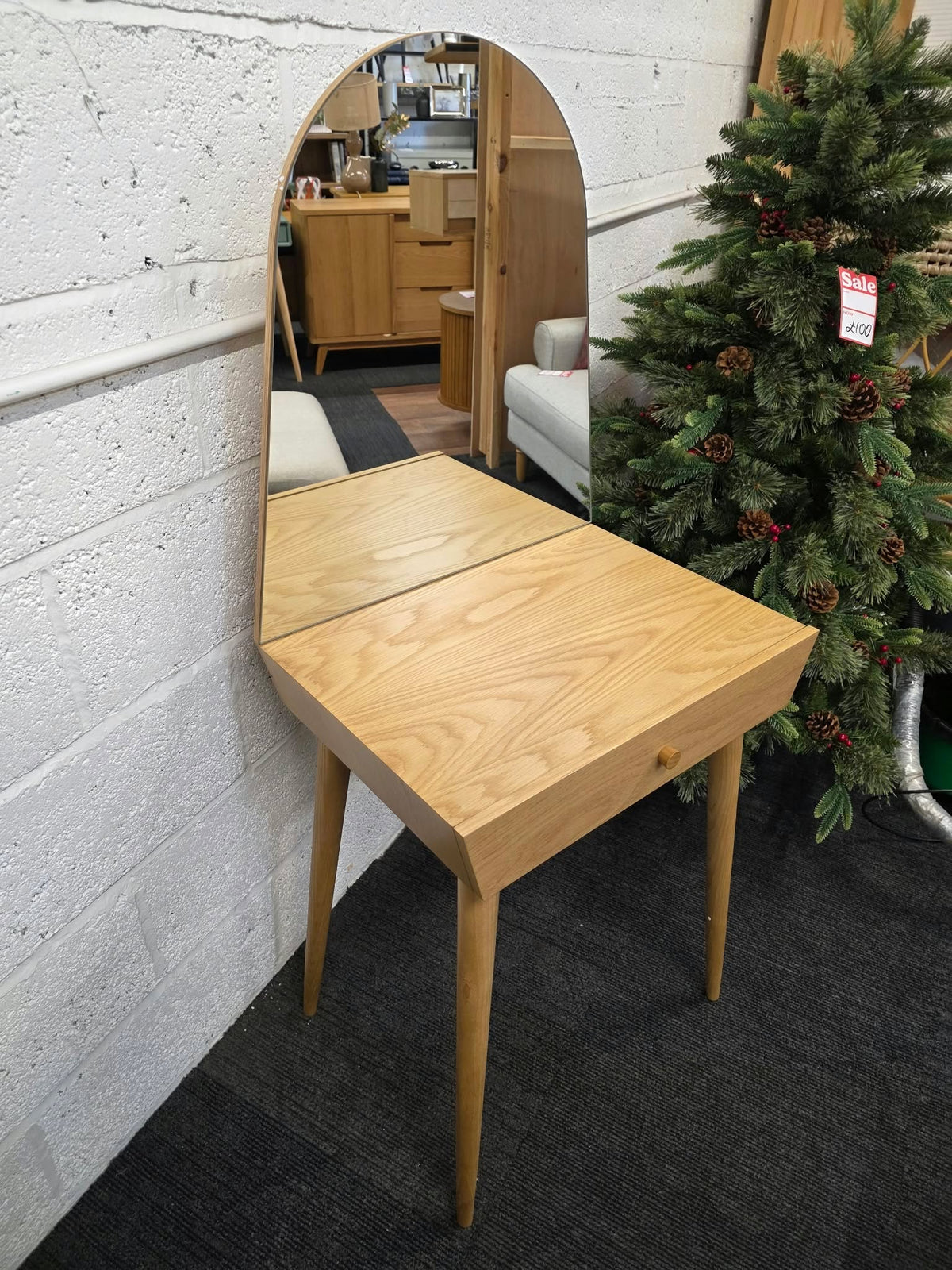 Oak Vintage Style Dressing Table with Mirror | La Redoute Clairoy