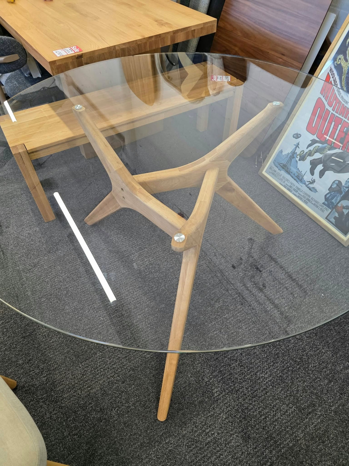 Round Glass Top Dining Table, Solid Oak Base | AM.PM La Redoute Marcielo