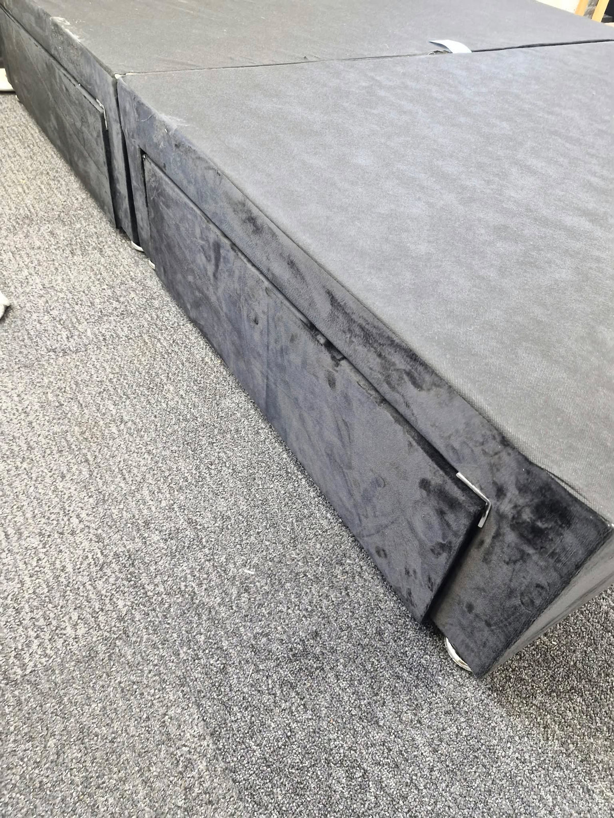 King Size Black Velvet Divan Bed Base with 2 Storage Drawers