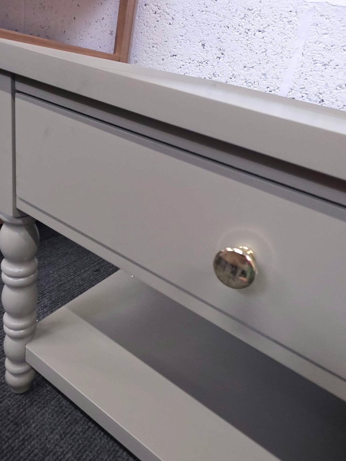 Taupe Grey Bobbin Coffee Table with 2 Drawers